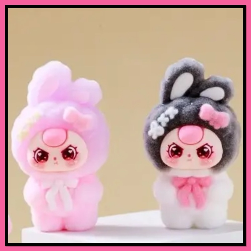 Mini-Macarons Cute Bunny Plush Dolls - Pink and Gray